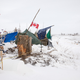 The portion of Oceti Sakowin that sits next to the frozen Missouri River.